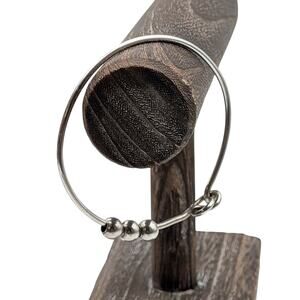 Vintage 925 Sterling Silver Hook Knot Bead Bangle Bracelet